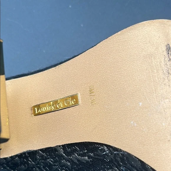 Louise et Cie Black and Gold Mules with Shimmery Finish - Picture 8 of 8